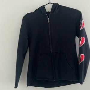 Girls Sisley Zip Up Hoodie with Sequined Hearts.